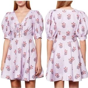 House of Harlow 1960 Lavender and Pink Floral Linen Blend Women’s Dress Size 6